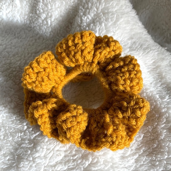 Hand Crafted Accessories - GOLDEN YELLOW CROCHET SCRUNCHIE